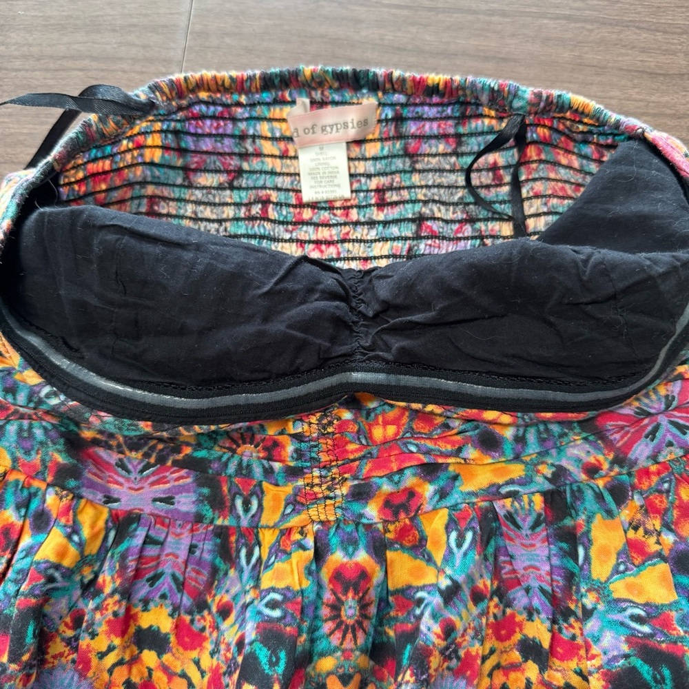Band Of Gypsies Women’s Medium Kaleidoscope Floral Strapless Mini-Dress Pockets - Picture 6 of 12